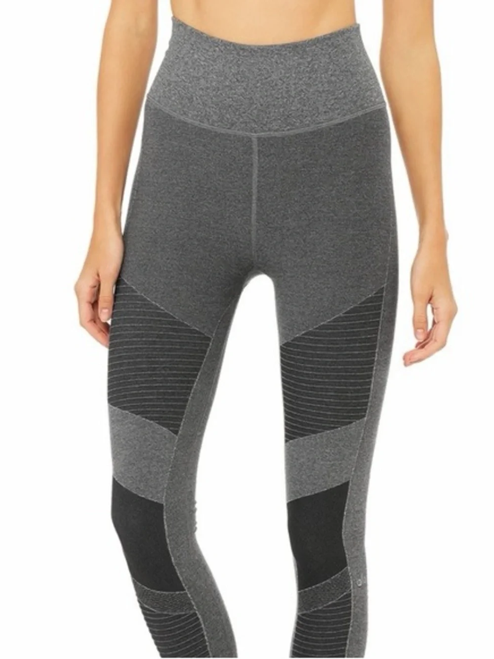 ALO Yoga Moto Leggings Black Gray Size S